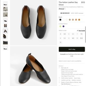 Everlane The Italian Leather Day Glove Flats in Black